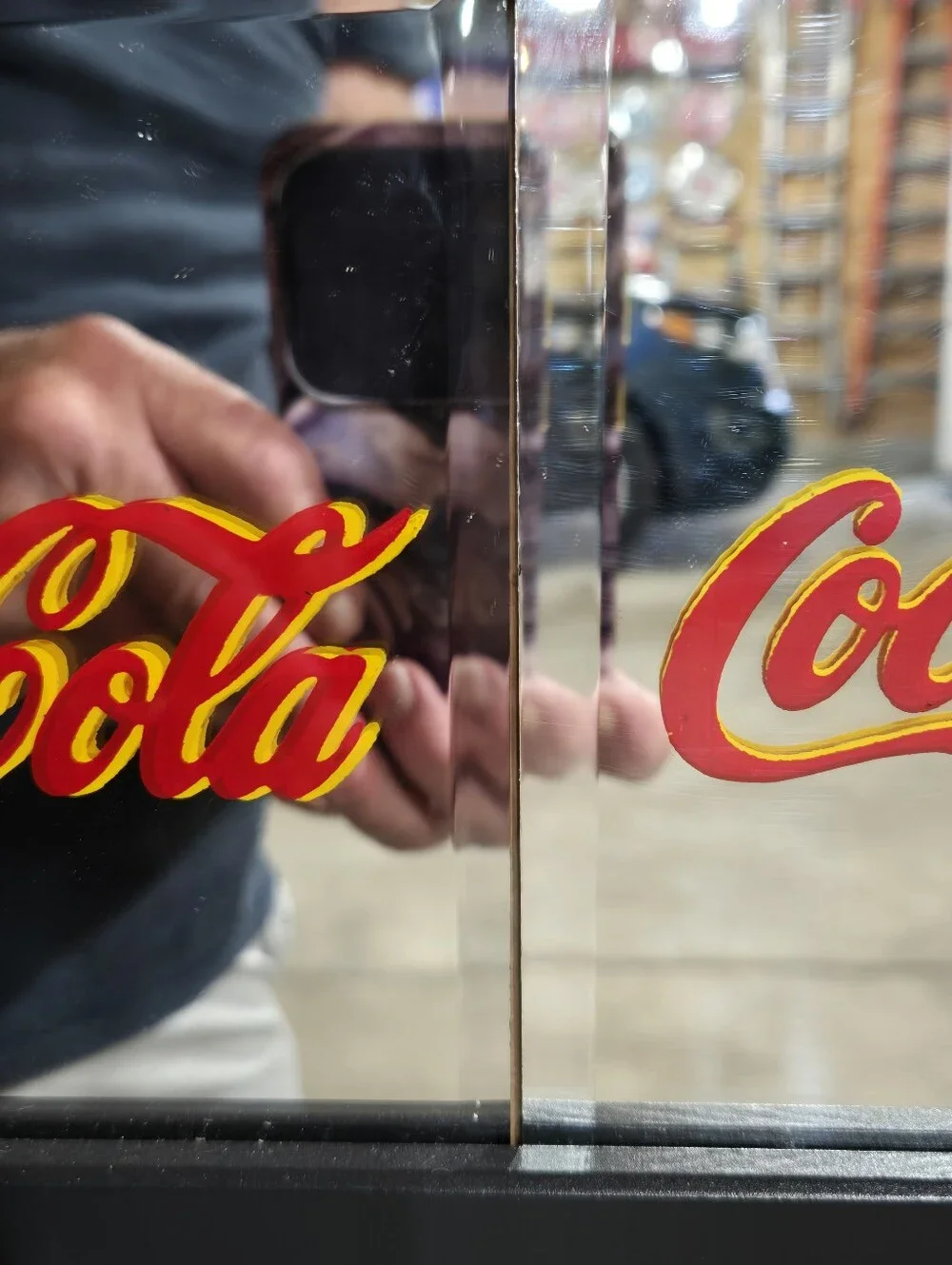 Vintage COCA-COLA FRAMED  MIRROR SIGN 6x18 Inch In Frame Unusual Rare Best Offer